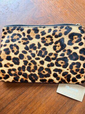 Madewell Leather Pouch Clutch in Printed Calf Hair